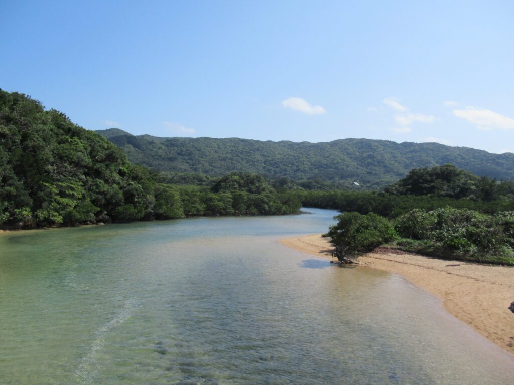 石垣島の2月は気温が比較的暖かく穏やかなマングローブ川と砂州の景色を楽しめる季節